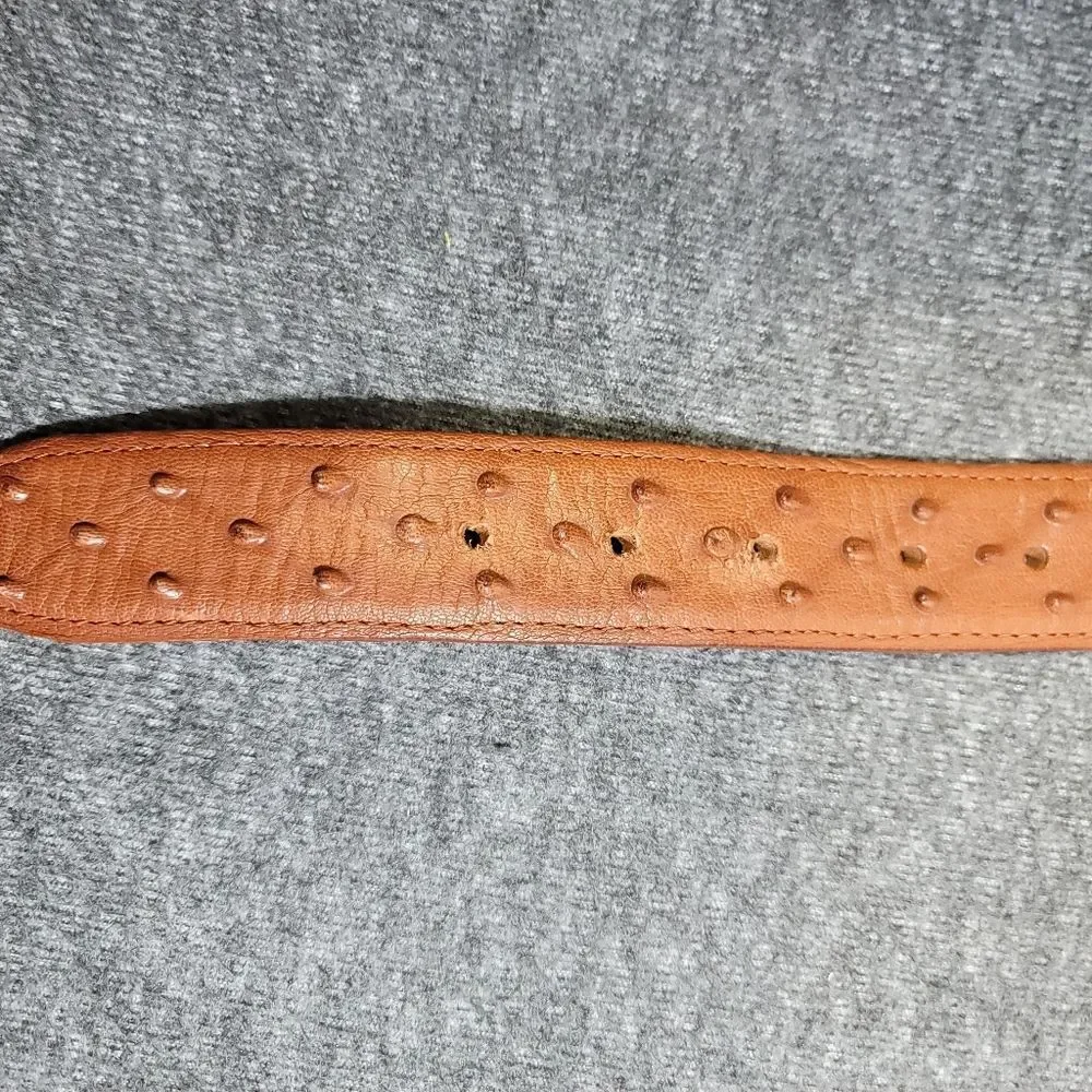 Handmade Western Brown Leather Belt Ostrich – Size 32– Made in Mexico